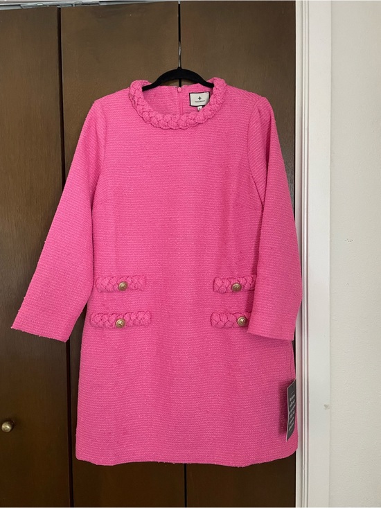 Tuckernuck Dresses & Skirts - Tuckernuck Hot Pink Braided-Trim A-Line Long-Sleeve Dress